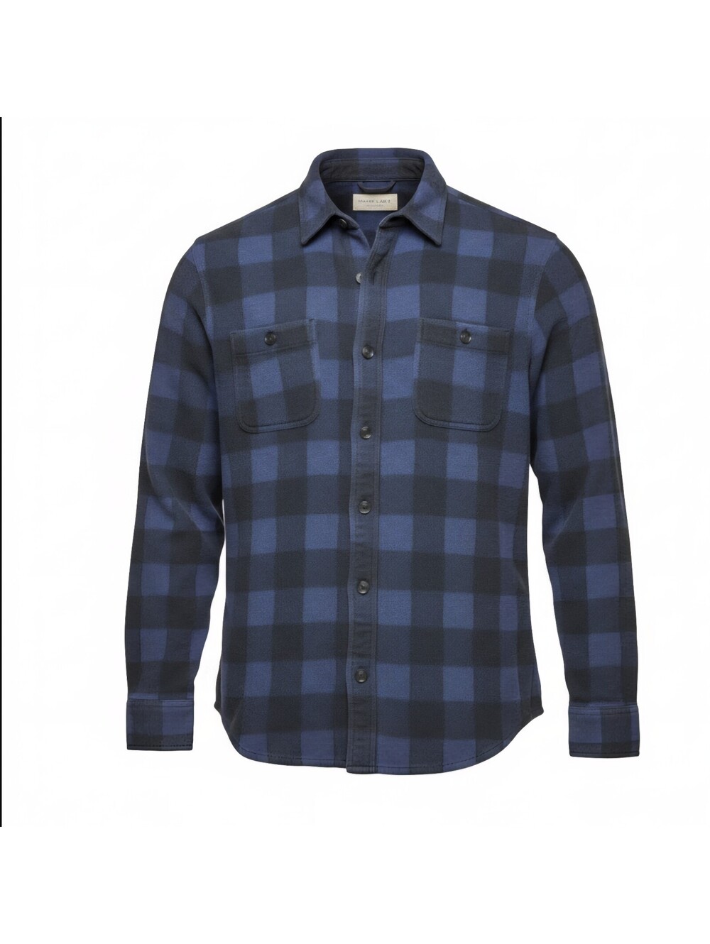 Marine Layer Flannel Button Up Shirt Mens Medium Blue Charcoal Plaid Pockets